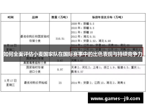 如何全面评估小麦国家队在国际赛事中的出色表现与持续竞争力